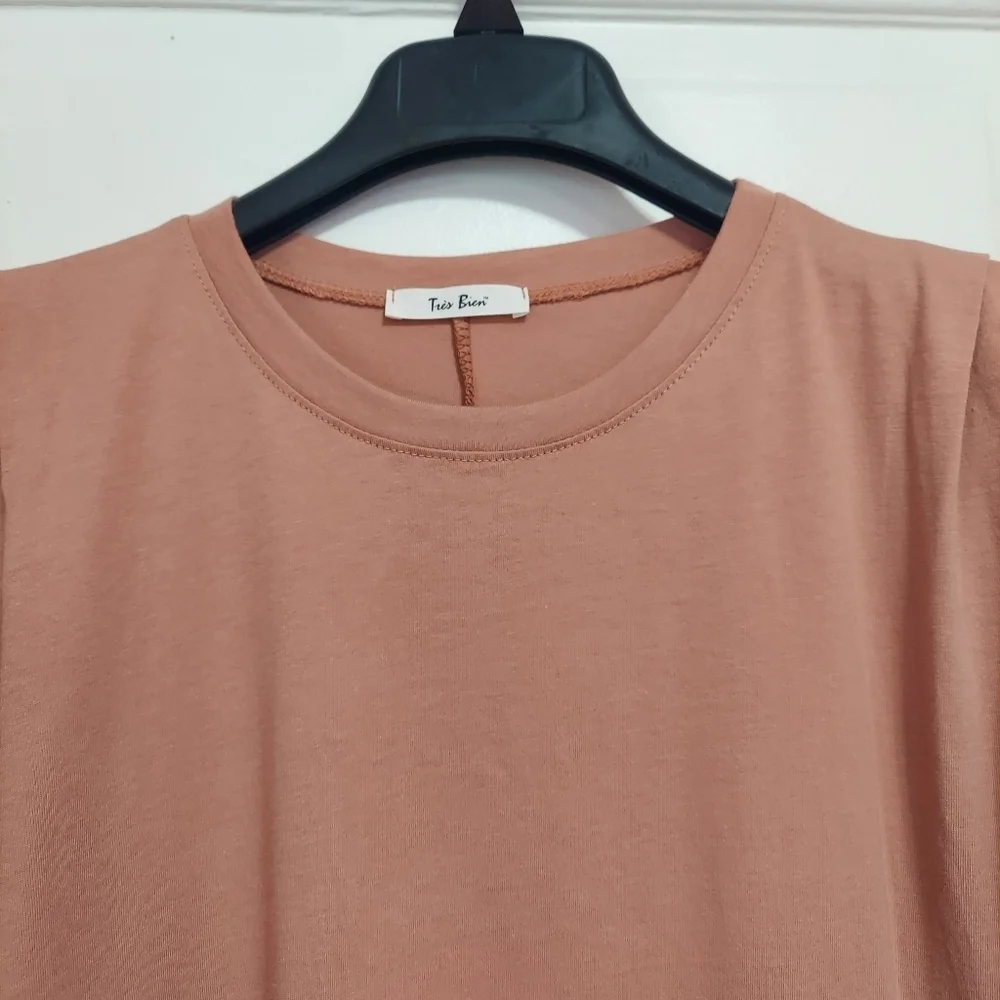Sleeveless Blouse Womens Large Peach Shoulder Pleated Tank Top Fit Relaxed - Picture 3 of 13